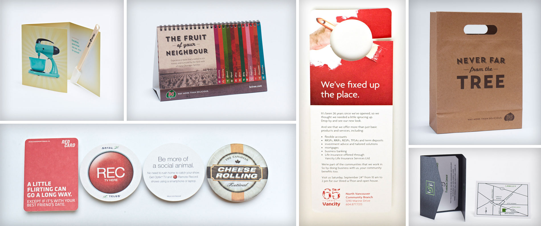 Cards, coasters, calendars, bags and business cards